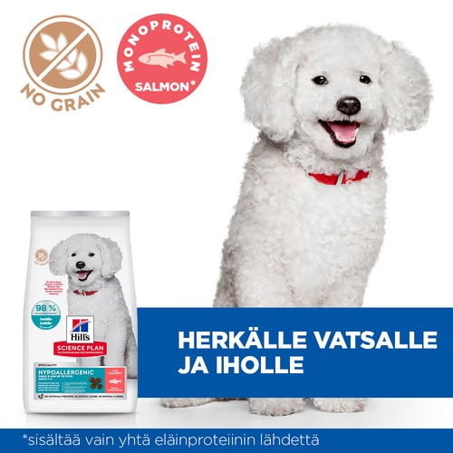 Hypoallergenic Small & Mini Adult -koiranruoka lohella Key Claims