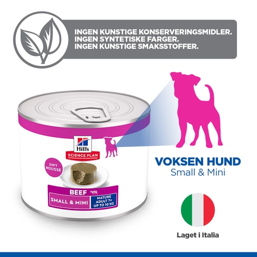Small & Mini Mature Adult hundefôr Viktige fordeler