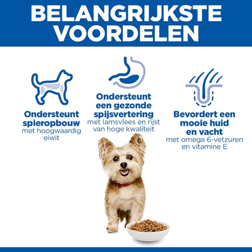Small & Mini Adult Hondenvoer met Lam & Rijst Belangrijkste voordelen