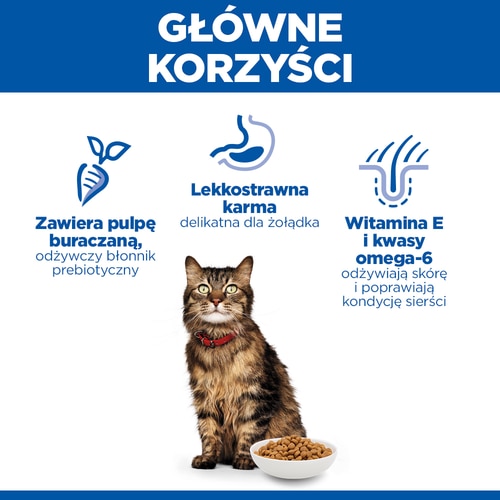 Karma dla kotów Sensitive Stomach & Skin Cat Key Benefits