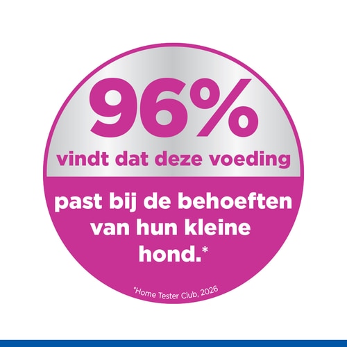 Small & Mini Adult Hondenvoer met Kip Marketing claim