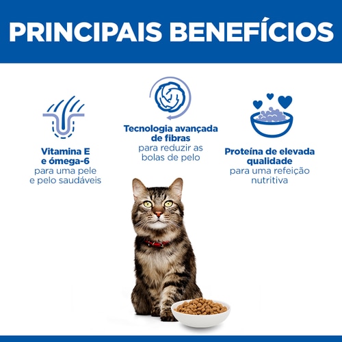 Hairball & Perfect Coat alimento para gato adulto Benefícios principais