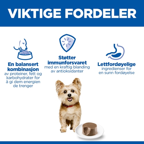 Small & Mini Adult hundefôr Hovedfordeler