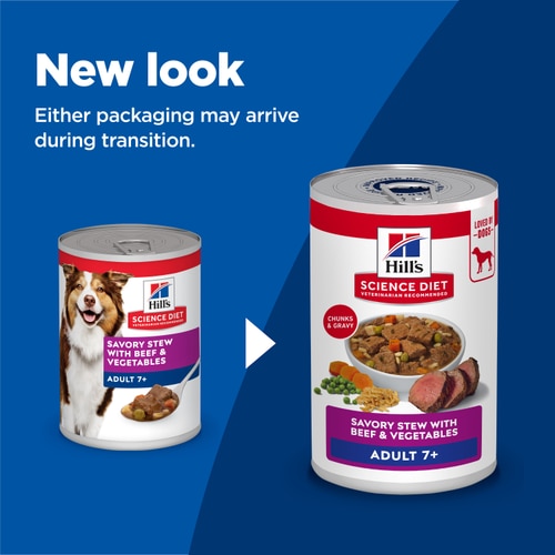 Hill's Science Diet Adult 7+ Savory Stew with Beef & Vegetables Dog Food Key Benefits