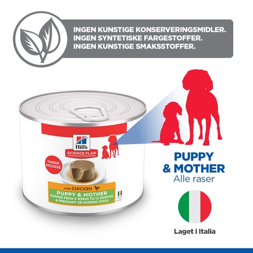 Puppy & Mother tender mousse hundefôr Viktige fordeler