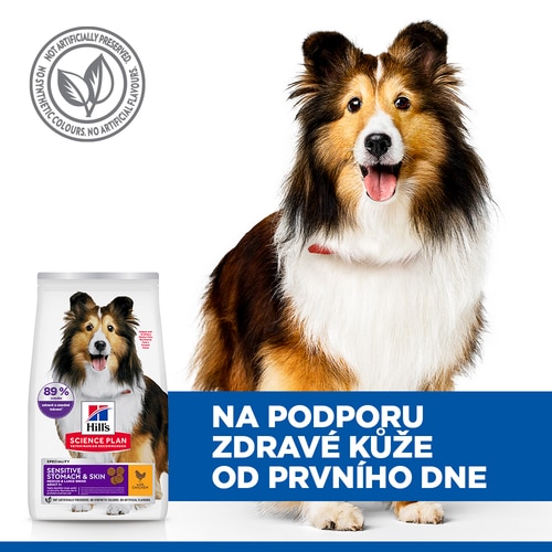 Sensitive Stomach & Skin krmivo pro dospělé psy středně velkých a velkých plemen Klíčová tvrzení