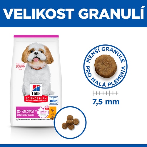 Krmivo pro starší dospělé psy malých plemen Dávka krmiva