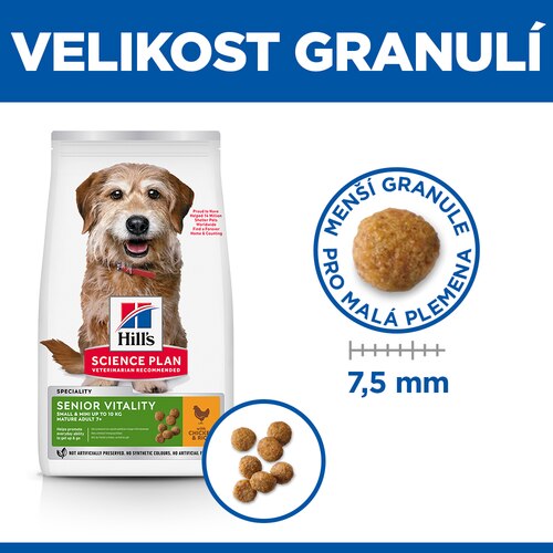 Senior Vitality krmivo pro dospělé psy malých plemen Dávka krmiva