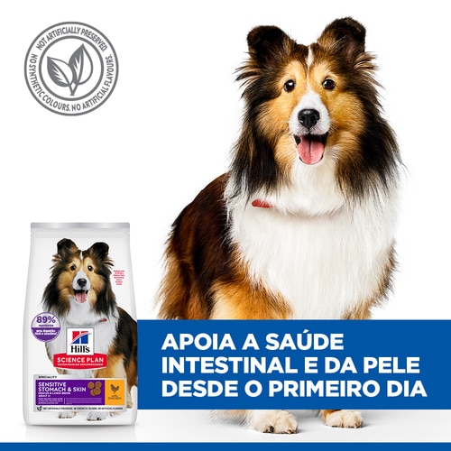 Sensitive Stomach & Skin alimento para cão adulto de raça média e grande Alegação chave