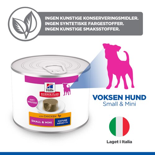 Small & Mini Mature fôr for eldre hunder Viktige fordeler