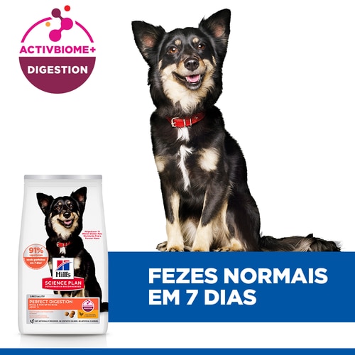 Perfect Digestion alimento para cão adulto de raça pequena e mini Alegação chave